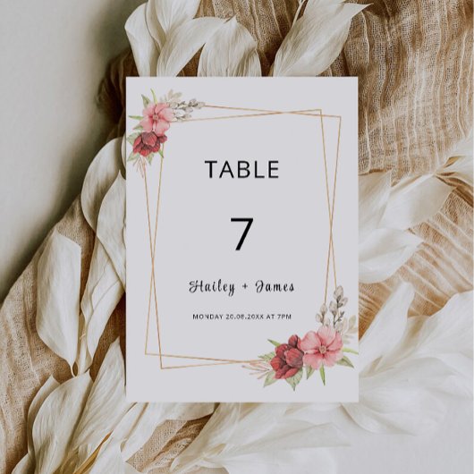 Roos Trouwtafel kaart Sjabloon