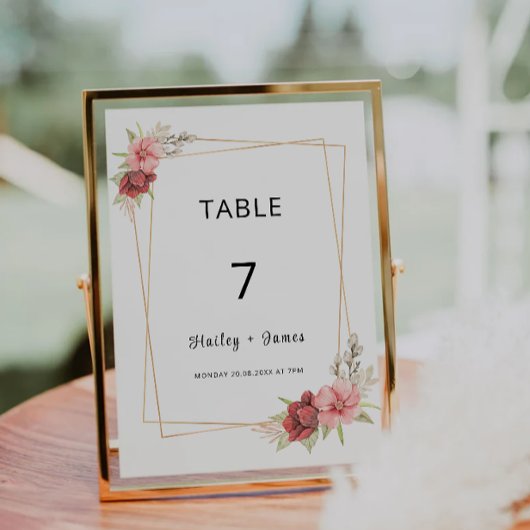 Roos Trouwtafel kaart Sjabloon