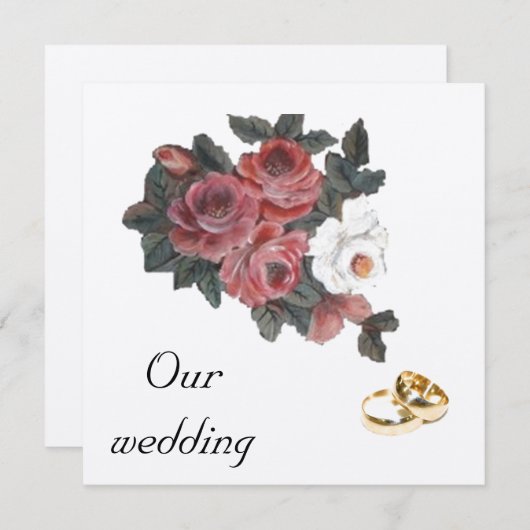 ROOS trouwuitnodiging Kaart (Voorkant / Achterkant)