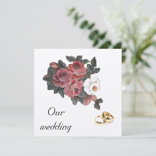 ROOS trouwuitnodiging Kaart (Staand voorkant)