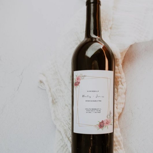 Roos Trouwwijnfles label Sjabloon Wijn Etiket