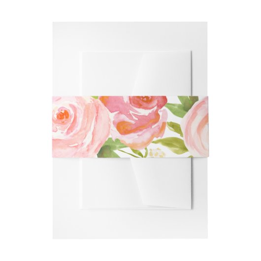 Roos Tuin Bloemen Bruiloft Belly Band Uitnodigingen Wikkel (Voorkant Voorbeeld)