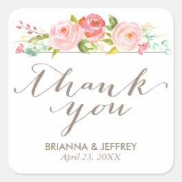 Roos Tuin Bloemen Bruiloft Favor Etiketten Vierkan