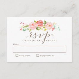 Roos Tuin Bloemen Bruiloft RSVP Kaart