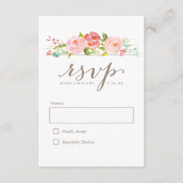 Roos Tuin Bloemen Bruiloft RSVP Kaartje