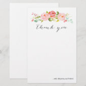 Roos Tuin Bloemen Dank u gepersonaliseerd Briefpapier (Voorkant / Achterkant)