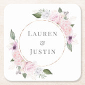 Roos Tuin Bloemen Monogram Papier Kartonnen Onderzetters (Voorkant)