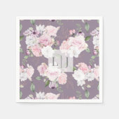Roos Tuin Bloemen Monogram Papier Servet (Voorkant)