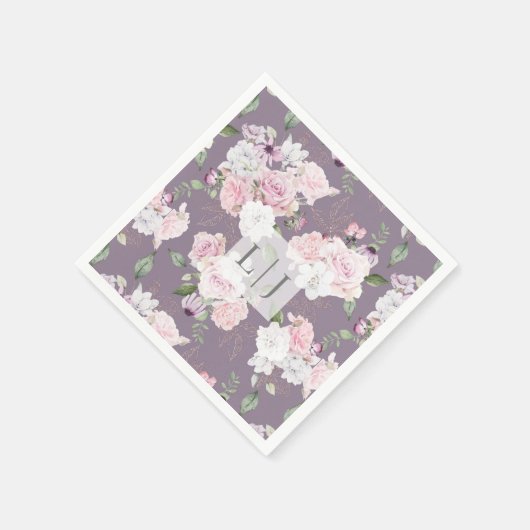 Roos Tuin Bloemen Monogram Papier Servet (Hoek)