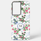  Roos Tuin Bloemen Monogram Samsung Galaxy Hoesje (Achterkant)