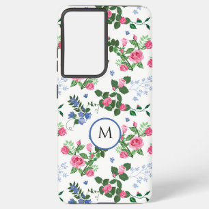  Roos Tuin Bloemen Monogram Samsung Galaxy Hoesje