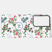  Roos Tuin Bloemen Monogram Samsung Galaxy Hoesje (Linkerkant)