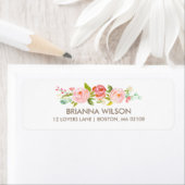 Roos Tuin Bloemen Wit Retouradreslabel Etiket (Insitu)