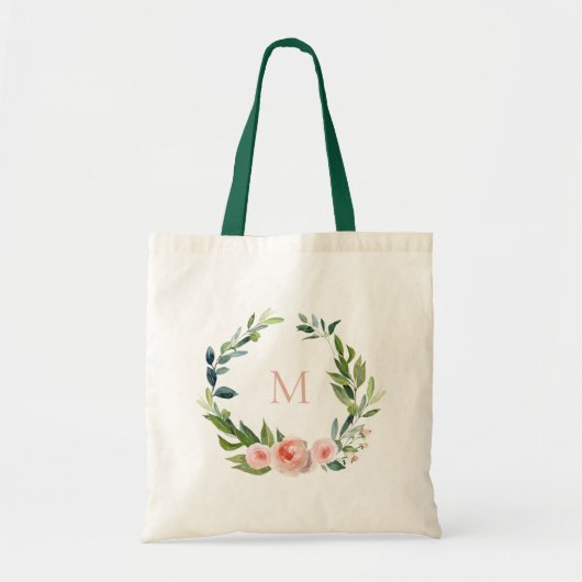 Roos Tuin Bloemenkrans Monogram Tote Bag (Voorkant)