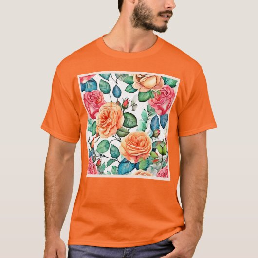 Roos Tuin Bloom Design T-shirt (Voorkant)
