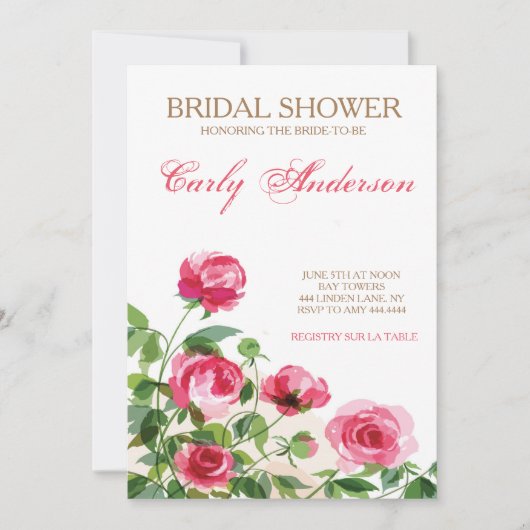  Roos Tuin Bridal Shower Kaart (Voorkant)
