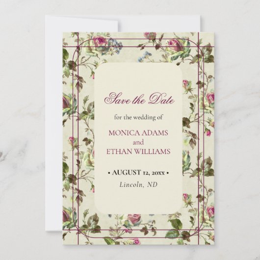  roos tuin bruiloft save the date (Voorkant)