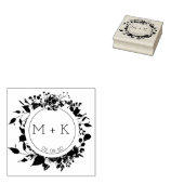Roos Tuin Circulaire Bruiloft Monogram Stempel (Gestempeld)