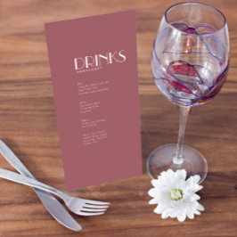 Roos Tuin | Dark Roos Bruiloft Drink Menu