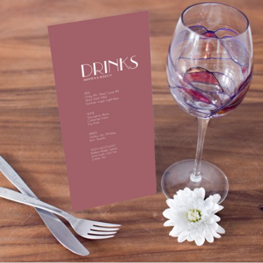 Roos Tuin | Dark Roos Bruiloft Drink Menu