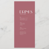 Roos Tuin | Dark Roos Bruiloft Drink Menu (Voorkant)