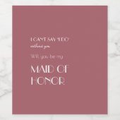 Roos Tuin | Dark Roos Maid of Honor Voorstel Wijn Etiket (Enkel label)