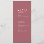 Roos Tuin | Donker Roos bruiloft Menu (Voorkant)