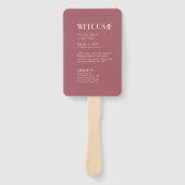 Roos Tuin | Donker Roos bruiloft programma Handwaaier (Voorkant)