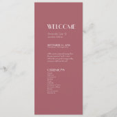 Roos Tuin | Donker Roos bruiloft programma Programmakaart (Voorkant)