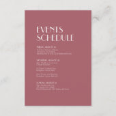 Roos Tuin | Donker Roos bruiloft schema Informatiekaartje (Voorkant)