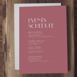 Roos Tuin | Donker Roos bruiloft schema Informatiekaartje