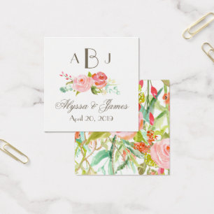 Roos Tuin Drie Letter Monogram Favor Kaart