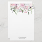 Roos Tuin Elegant Monogram briefpapier (Voorkant / Achterkant)