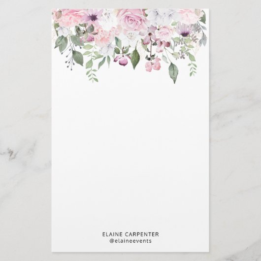 Roos Tuin Elegant Monogram briefpapier (Voorkant)