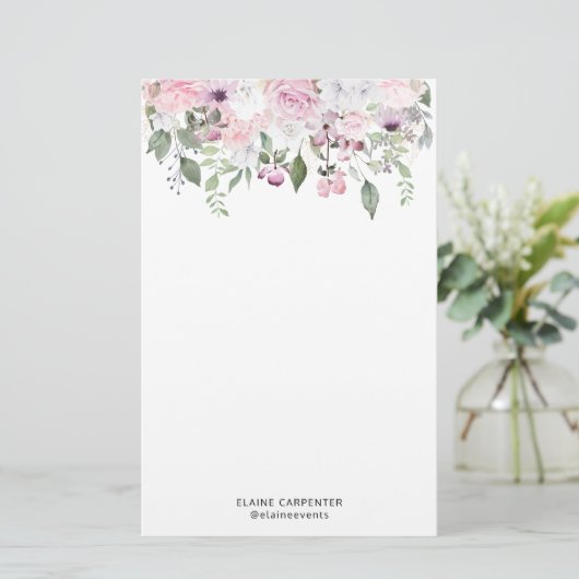 Roos Tuin Elegant Monogram briefpapier (Staand voorkant)