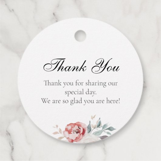Roos Tuin Elegante Bloemen bruiloft Dank u Bedankjes Labels (Achterkant)