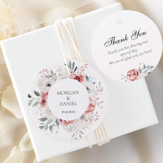 Roos Tuin Elegante Bloemen bruiloft Dank u Bedankjes Labels