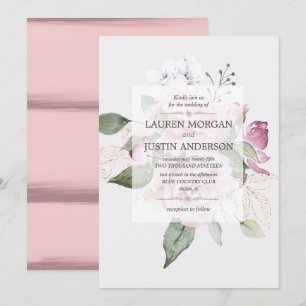 Roos Tuin Elegante Bloemen Huwelijksuitnodiging Kaart