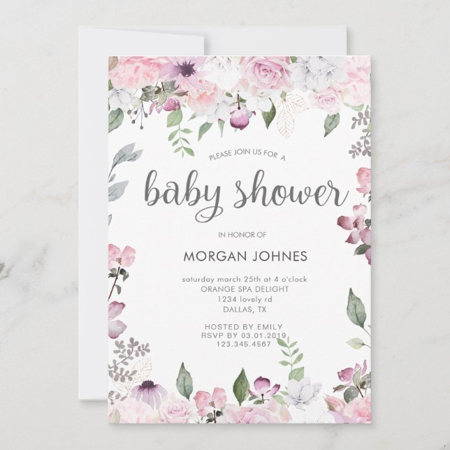 Roos Tuin Floral Baby shower (Voorkant)