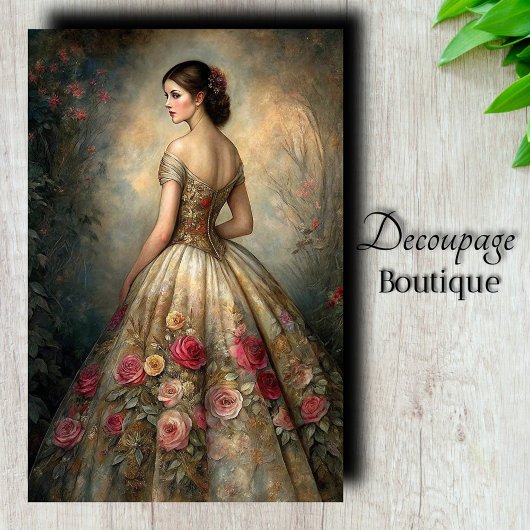 Roos Tuin Gown Decoupage Tissuepapier