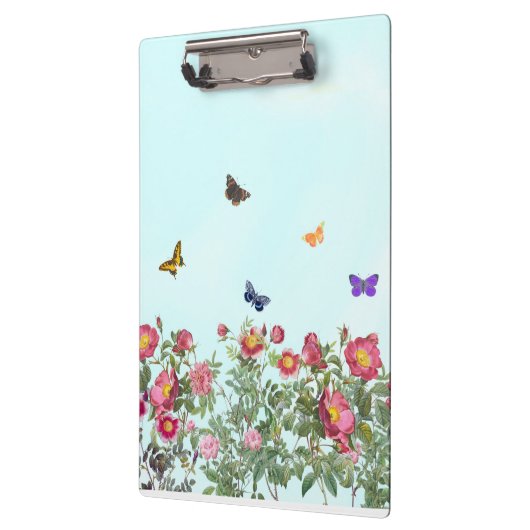 Roos tuin met vlinders klembord (Links)