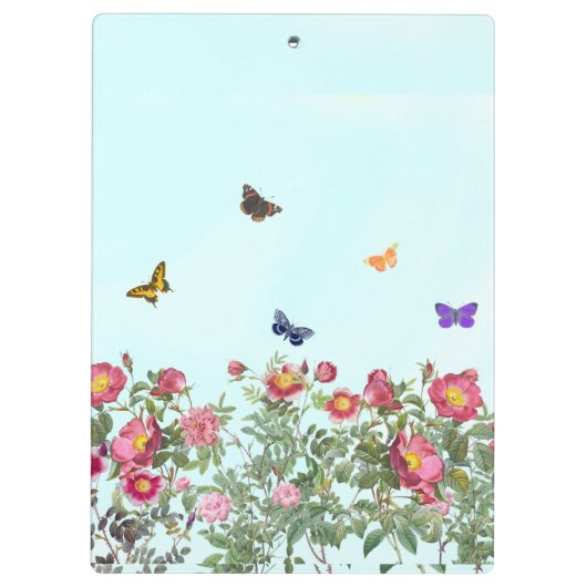 Roos tuin met vlinders klembord (Achterkant)