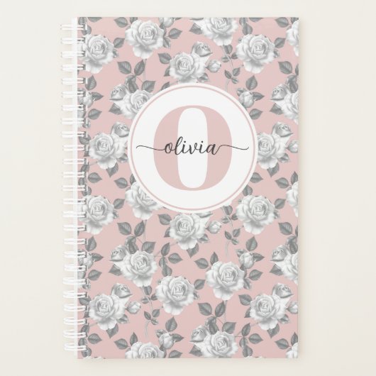 Roos Tuin Monogram Roze Planner (Voorkant)
