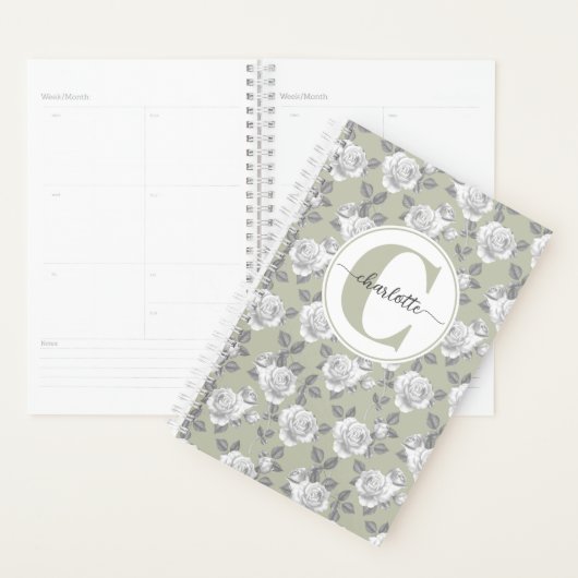 Roos Tuin Monogram Sage Green Planner (Display)