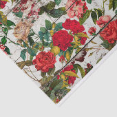 Roos Tuin op Wooden Muur - Verticaal Tissuepapier (Detail)