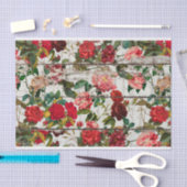 Roos Tuin op Wooden Muur - Verticaal Tissuepapier (Craft)