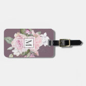 Roos Tuin Paarse Monogram Bagagelabel (Voorkant horizontaal)