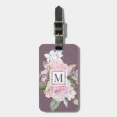 Roos Tuin Paarse Monogram Bagagelabel (Voorkant verticaal)