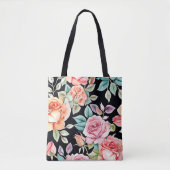 Roos Tuin Patroon Ontwerp Tote Bag (Voorkant)