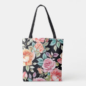 Roos Tuin Patroon Ontwerp Tote Bag (Achterkant)